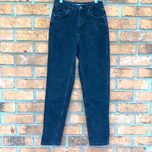 Topshop Moto Mom jeans, high Rise, black grey wash, W25, L28 Tapered leg